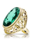 Vintage style Ring Emerald 14K Yellow gold vrc184y